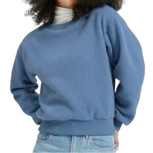 Everlane The ReNew Teddy Oversized Crew Blue Sweatshirt Size XS